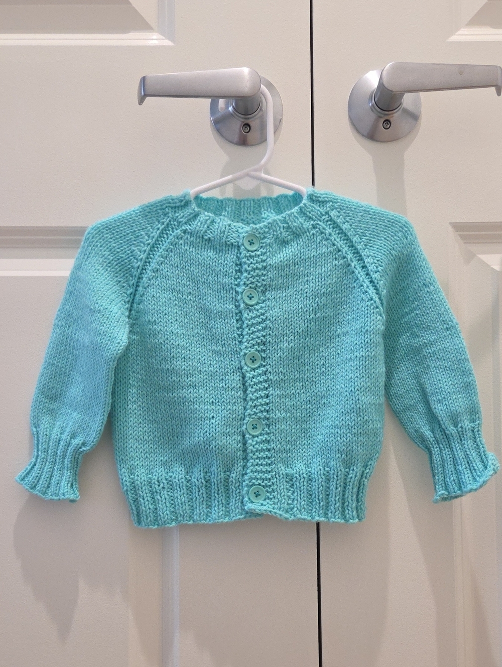 3M-6M Light Aqua Knit Cardigan & Hat